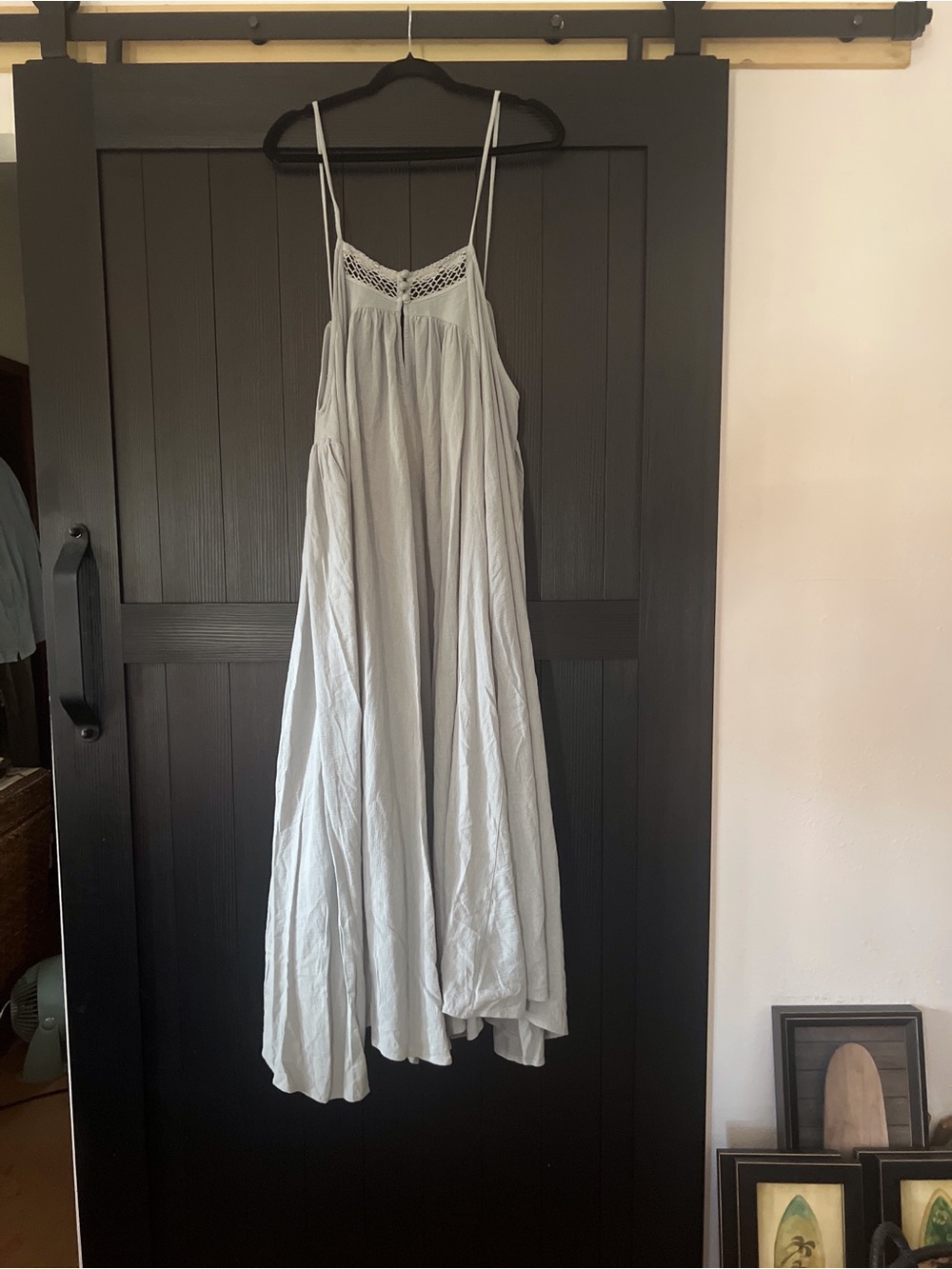 Free People Light Green (sage) Maxi Dress with Crochet Yoke